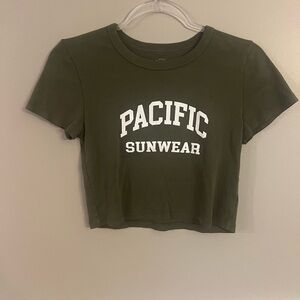 Pacific Sunwear Olive Cropped Graphic Tee